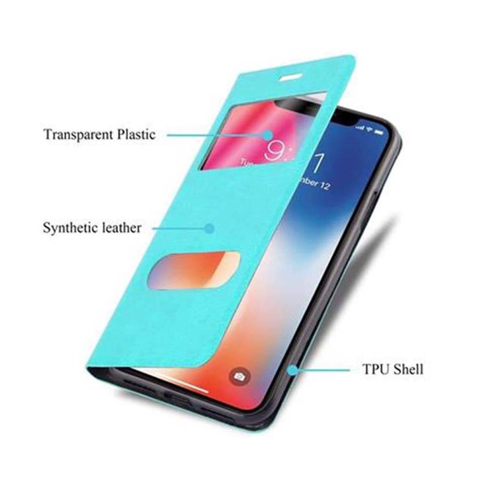 Cadorabo Schutzhülle für Apple iPhone X / XS Hülle in Türkis Handyhülle Book Case Cover Etui