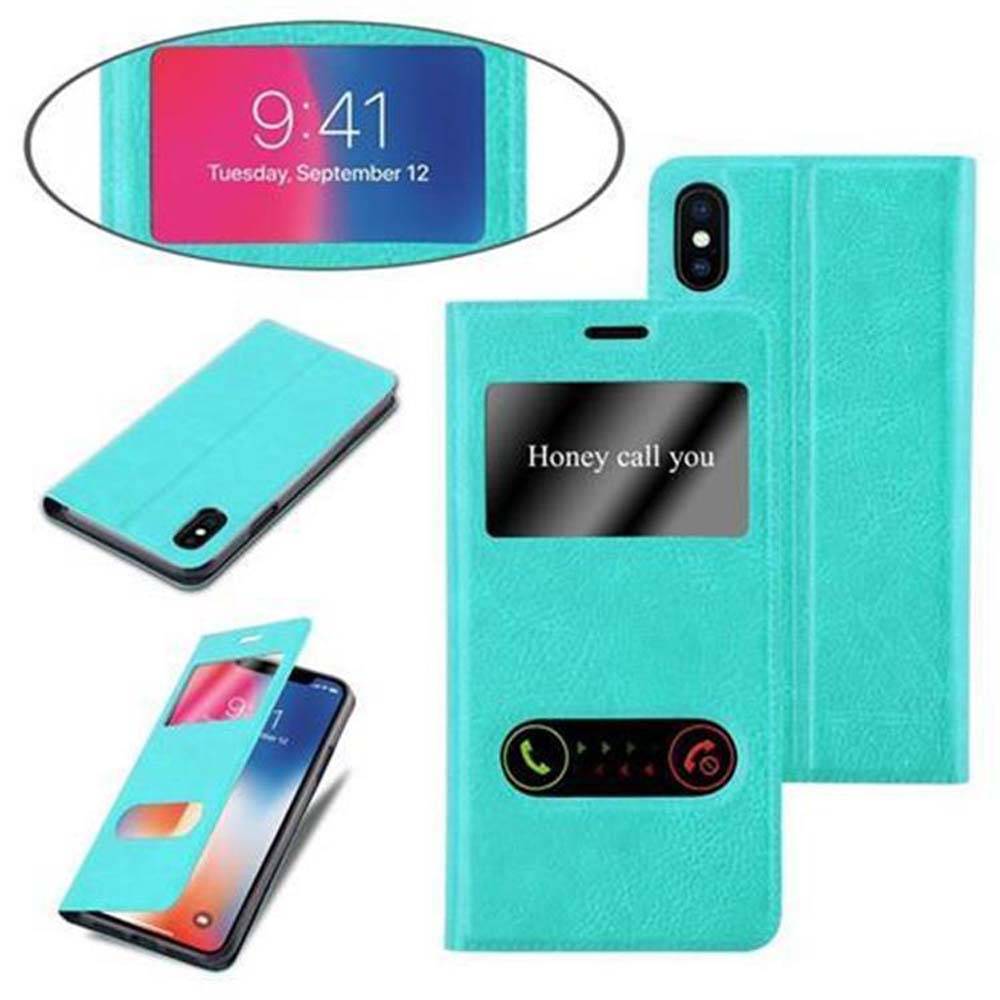 Cadorabo Schutzhülle für Apple iPhone X / XS Hülle in Türkis Handyhülle Book Case Cover Etui