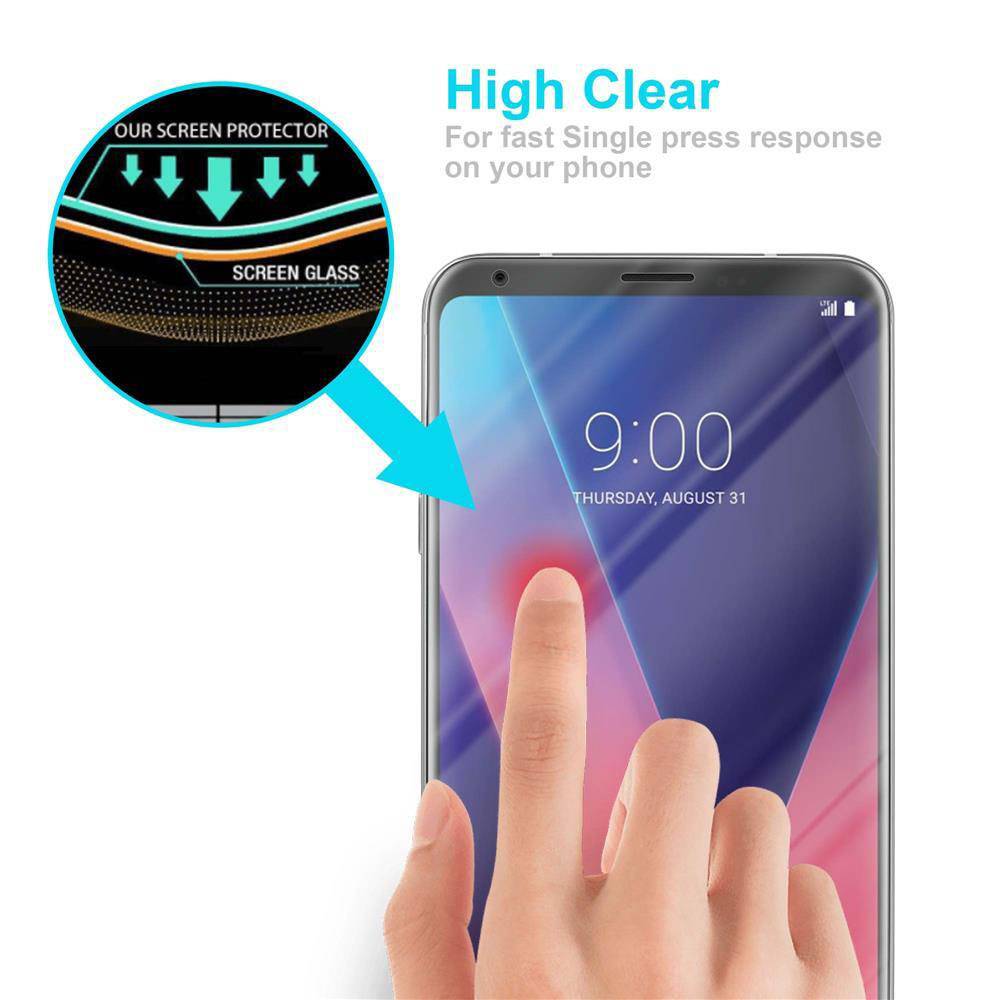 Cadorabo Panzer Folie für LG V30 / V30+ / V30S / V30S+ Schutzfolie in Transparent Gehärtetes Tempered Display-Schutzglas