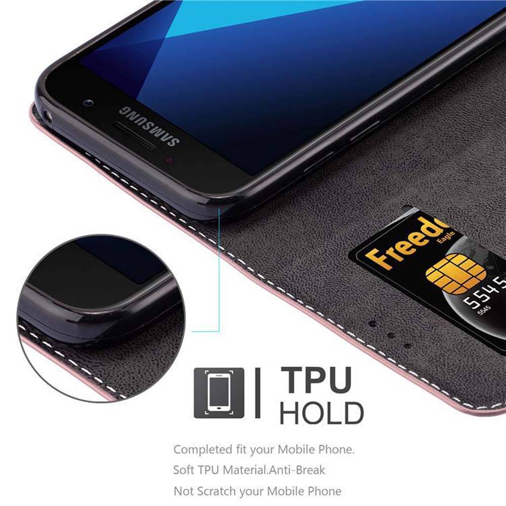 Cadorabo Hülle für Samsung Galaxy A3 2017 Schutzhülle in Rosa SHandyhülle Book Case Etui Kunstleder