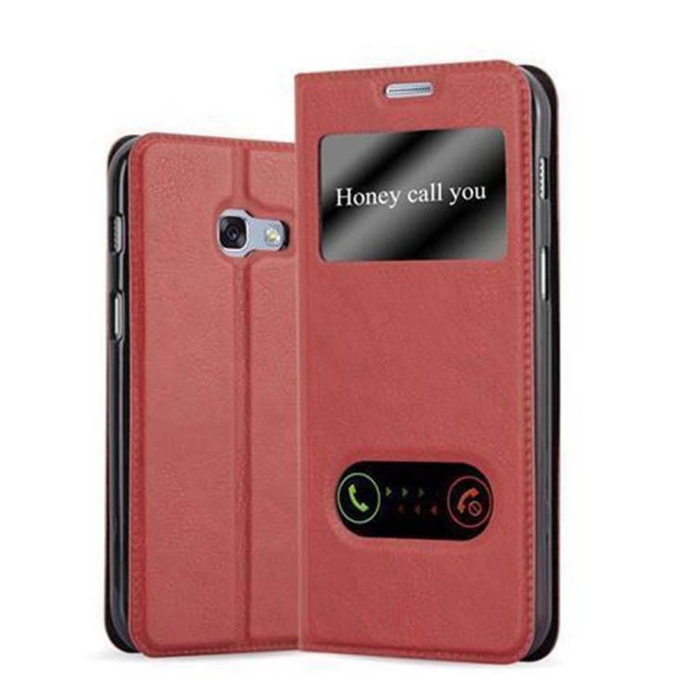 Cadorabo Schutzhülle für Samsung Galaxy A3 2017 Hülle in Rot Handyhülle Book Case Cover Etui