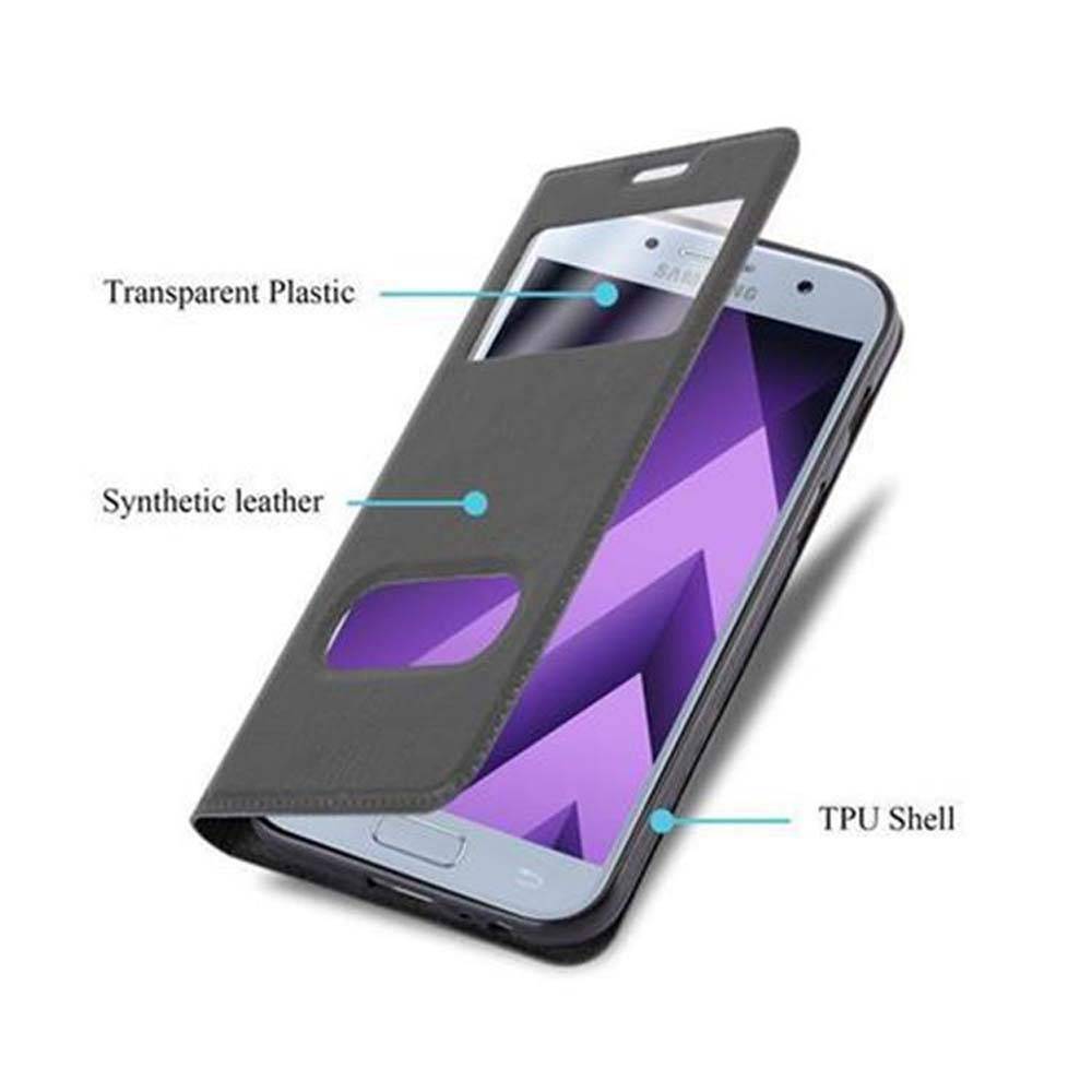 Cadorabo Schutzhülle für Samsung Galaxy A3 2017 Hülle in Schwarz Handyhülle Book Case Cover Etui