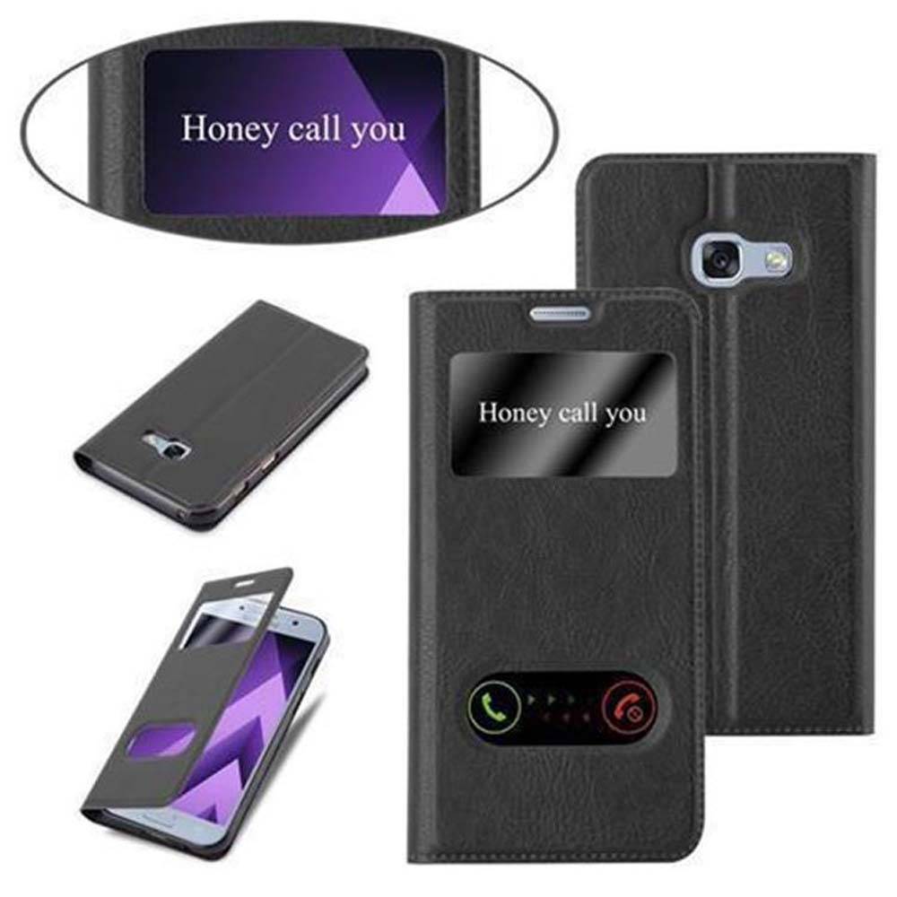 Cadorabo Schutzhülle für Samsung Galaxy A3 2017 Hülle in Schwarz Handyhülle Book Case Cover Etui