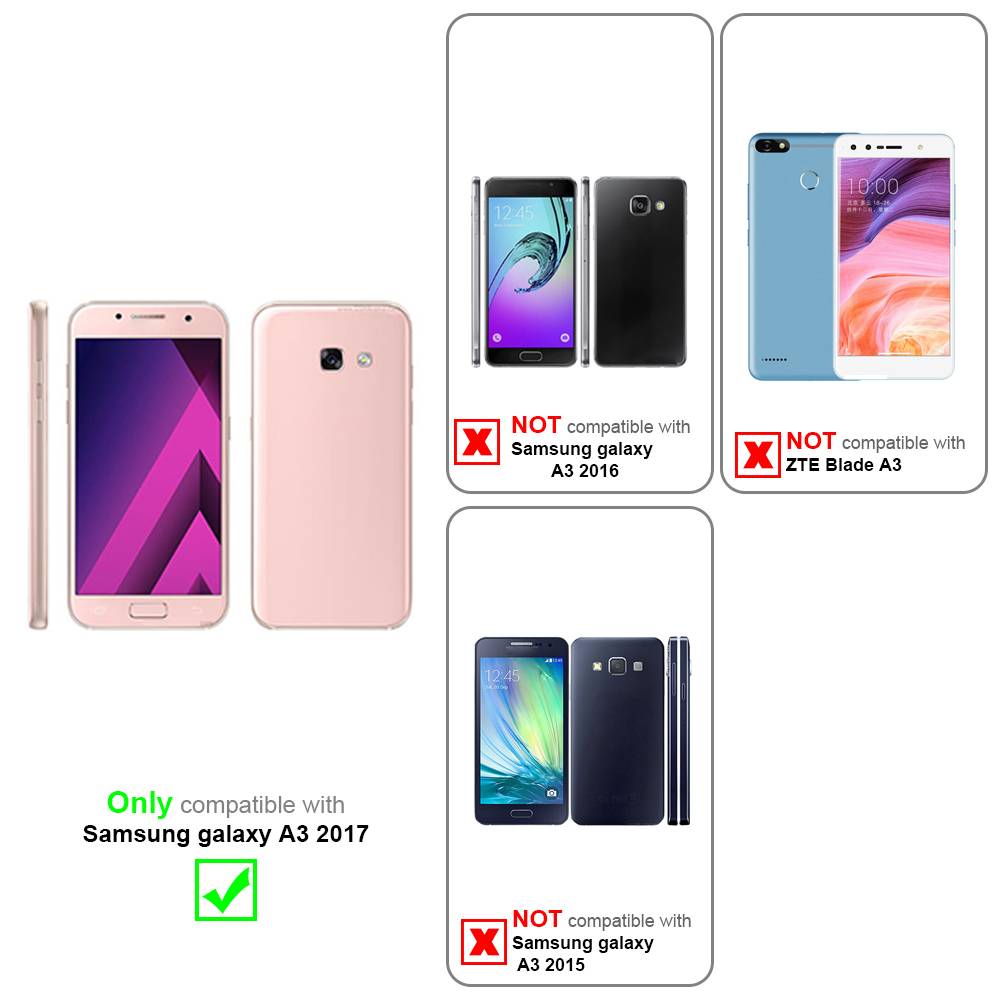 Cadorabo Schutzhülle für Samsung Galaxy A3 2017 Hülle in Schwarz Handyhülle Book Case Cover Etui