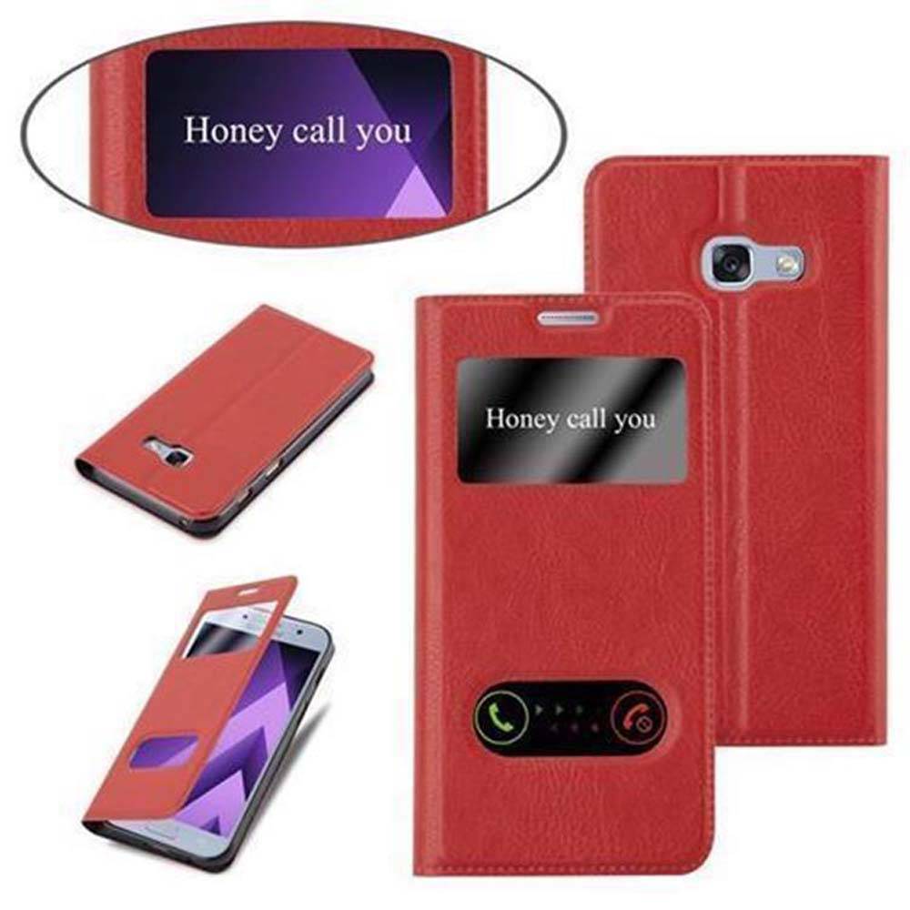 Cadorabo Schutzhülle für Samsung Galaxy A5 2017 Hülle in Rot Handyhülle Book Case Cover Etui