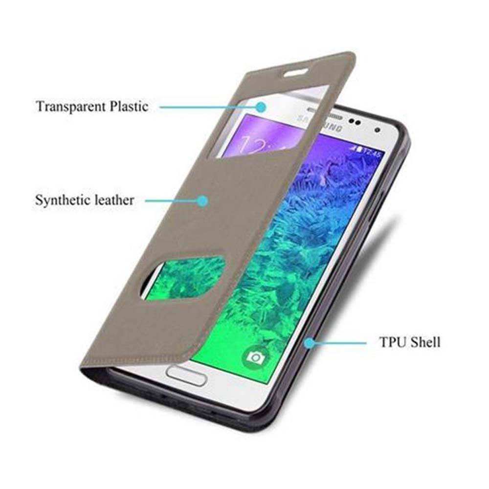 Cadorabo Schutzhülle für Samsung Galaxy ALPHA Hülle in Braun Handyhülle Book Case Cover Etui