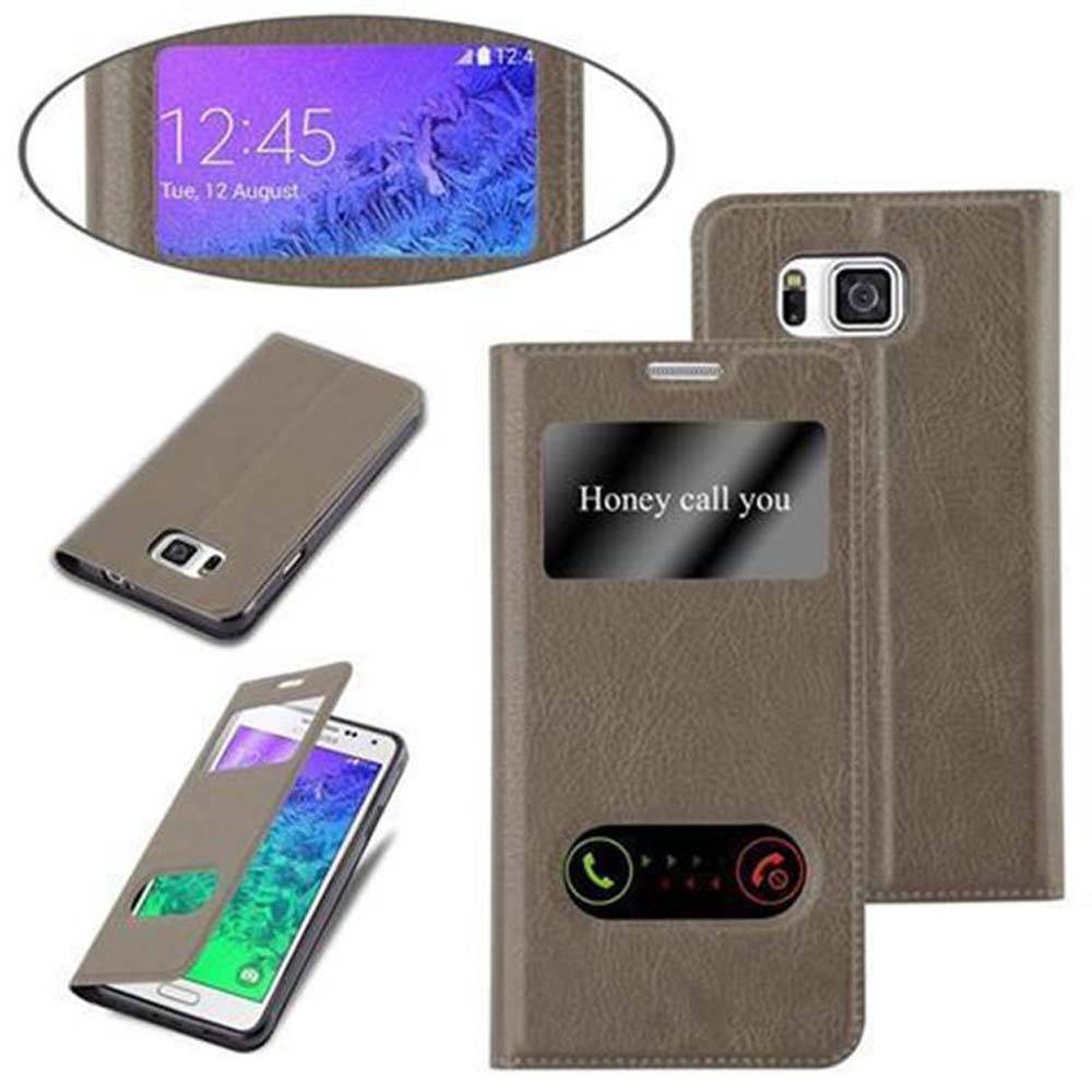 Cadorabo Schutzhülle für Samsung Galaxy ALPHA Hülle in Braun Handyhülle Book Case Cover Etui