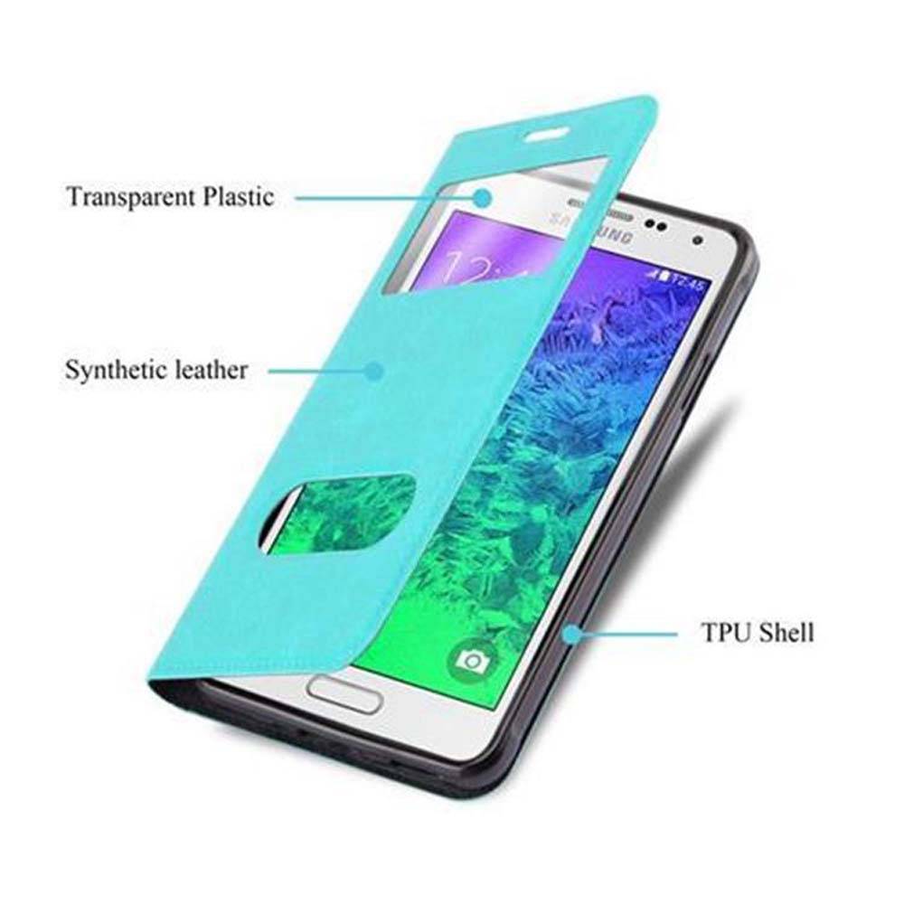 Cadorabo Schutzhülle für Samsung Galaxy ALPHA Hülle in Türkis Handyhülle Book Case Cover Etui