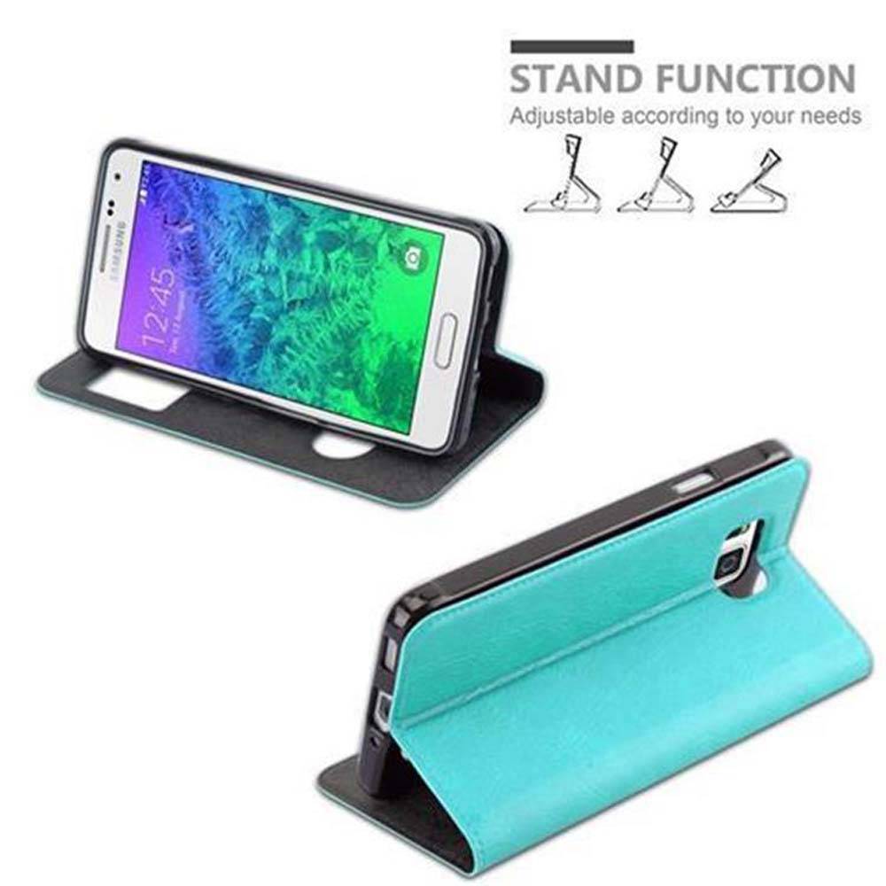 Cadorabo Schutzhülle für Samsung Galaxy ALPHA Hülle in Türkis Handyhülle Book Case Cover Etui