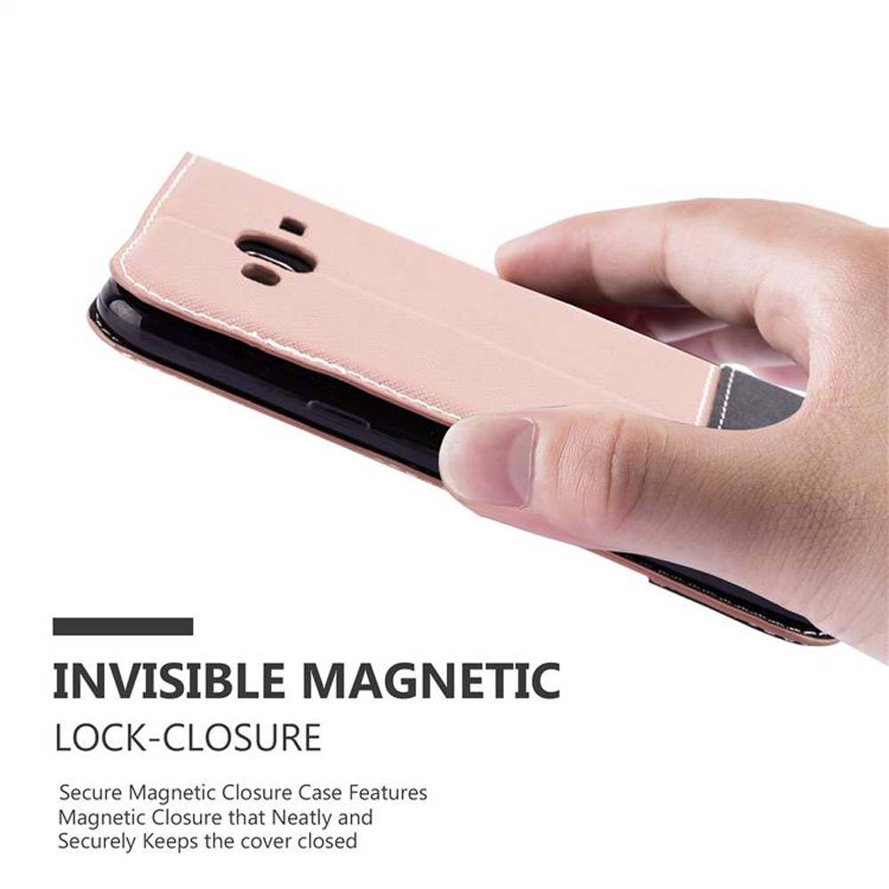 Cadorabo Hülle für Samsung Galaxy J3 2016 Schutzhülle in Rosa SHandyhülle Book Case Etui Kunstleder