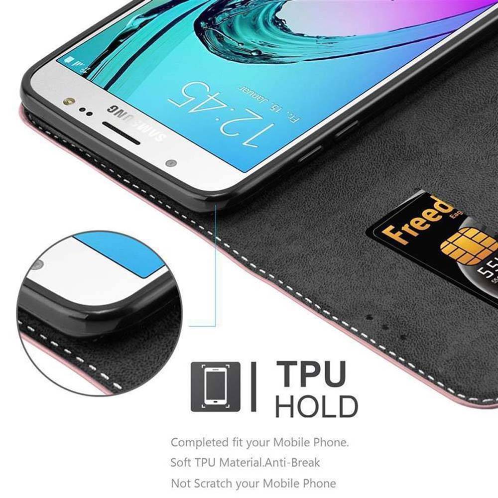 Cadorabo Hülle für Samsung Galaxy J7 2016 Schutzhülle in Rosa SHandyhülle Book Case Etui Kunstleder