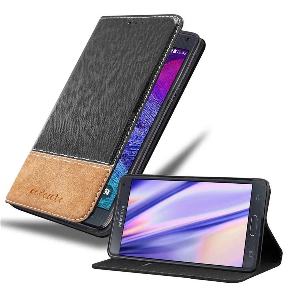 Cadorabo Hülle für Samsung Galaxy NOTE 4 Schutzhülle in Schwarz SHandyhülle Book Case Etui Kunstleder
