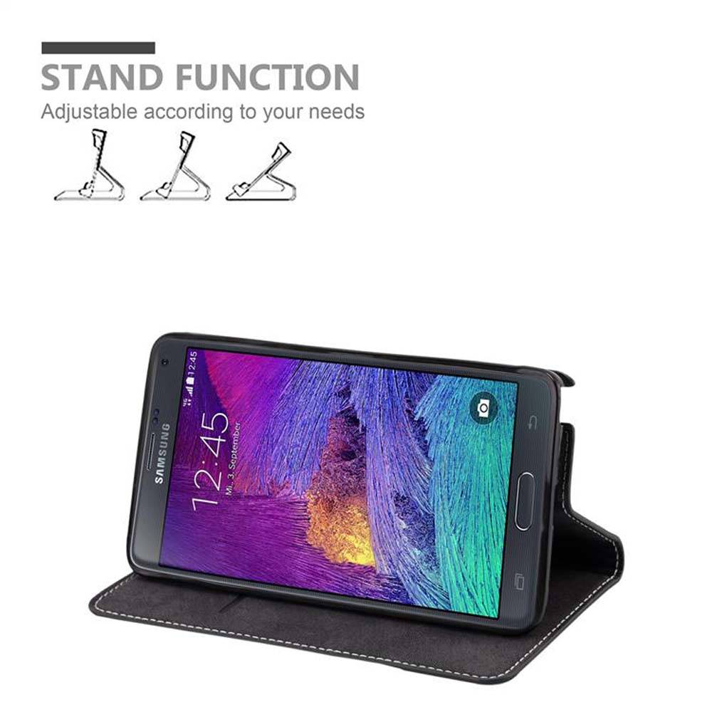 Cadorabo Hülle für Samsung Galaxy NOTE 4 Schutzhülle in Schwarz SHandyhülle Book Case Etui Kunstleder