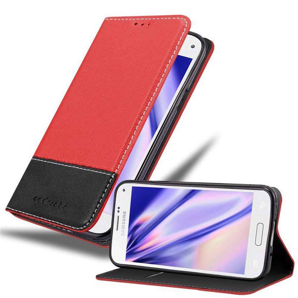 Cadorabo Hülle für Samsung Galaxy S5 MINI / S5 MINI DUOS Schutzhülle in Rot SHandyhülle Book Case Etui Kunstleder