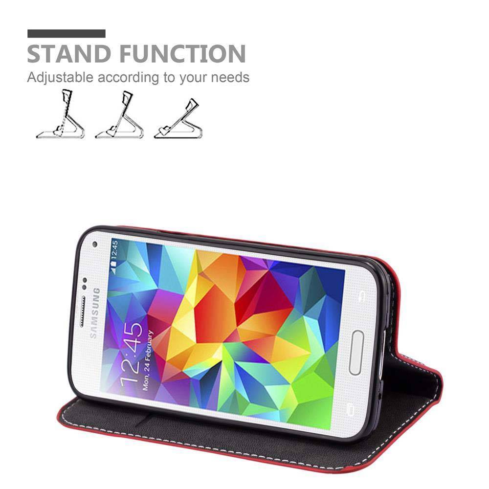 Cadorabo Hülle für Samsung Galaxy S5 MINI / S5 MINI DUOS Schutzhülle in Rot SHandyhülle Book Case Etui Kunstleder