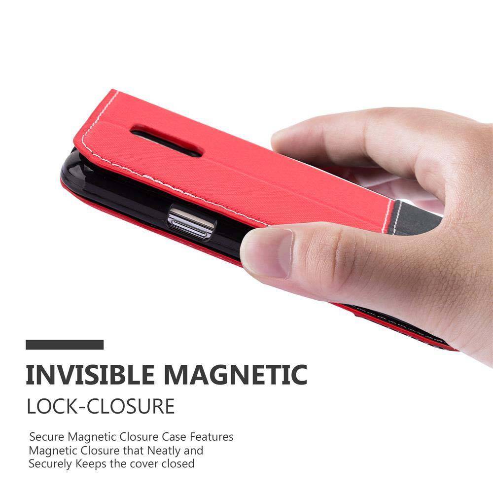 Cadorabo Hülle für Samsung Galaxy S5 MINI / S5 MINI DUOS Schutzhülle in Rot SHandyhülle Book Case Etui Kunstleder