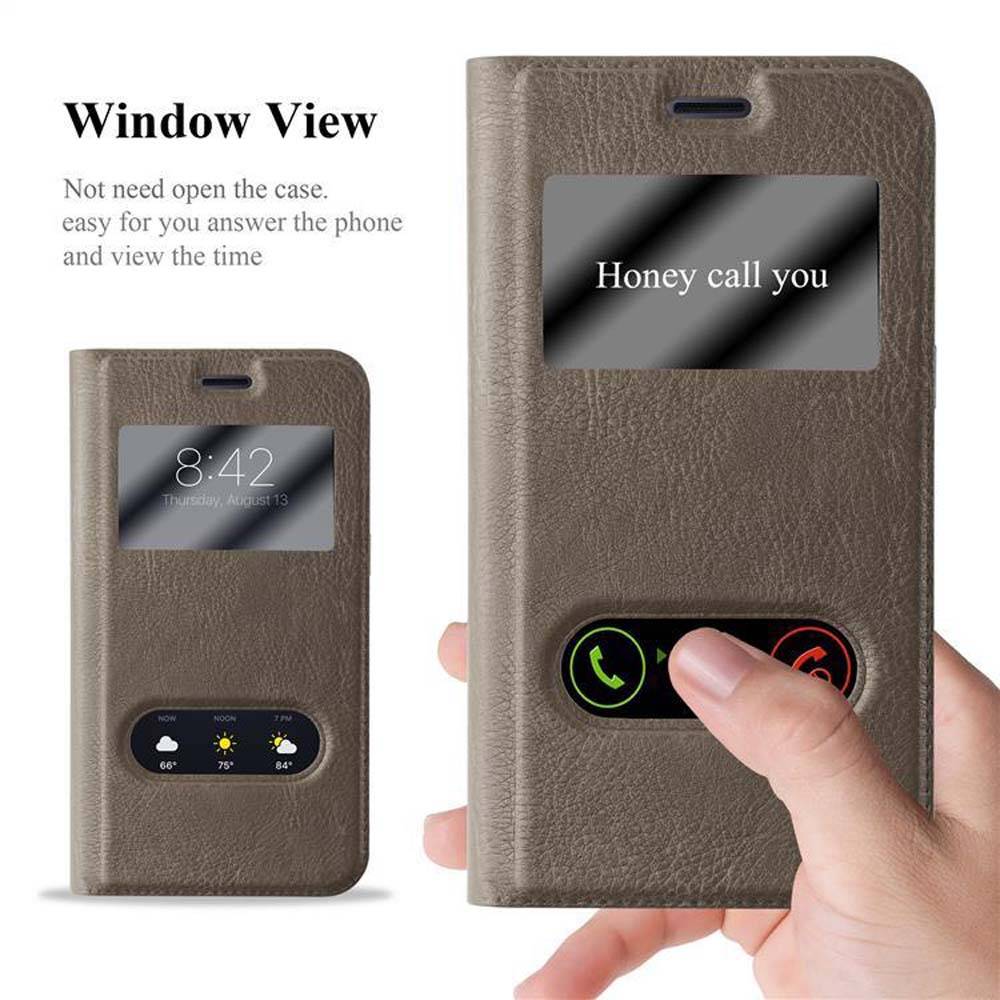 Cadorabo Schutzhülle für Samsung Galaxy J1 2016 Hülle in Braun Handyhülle Book Case Cover Etui