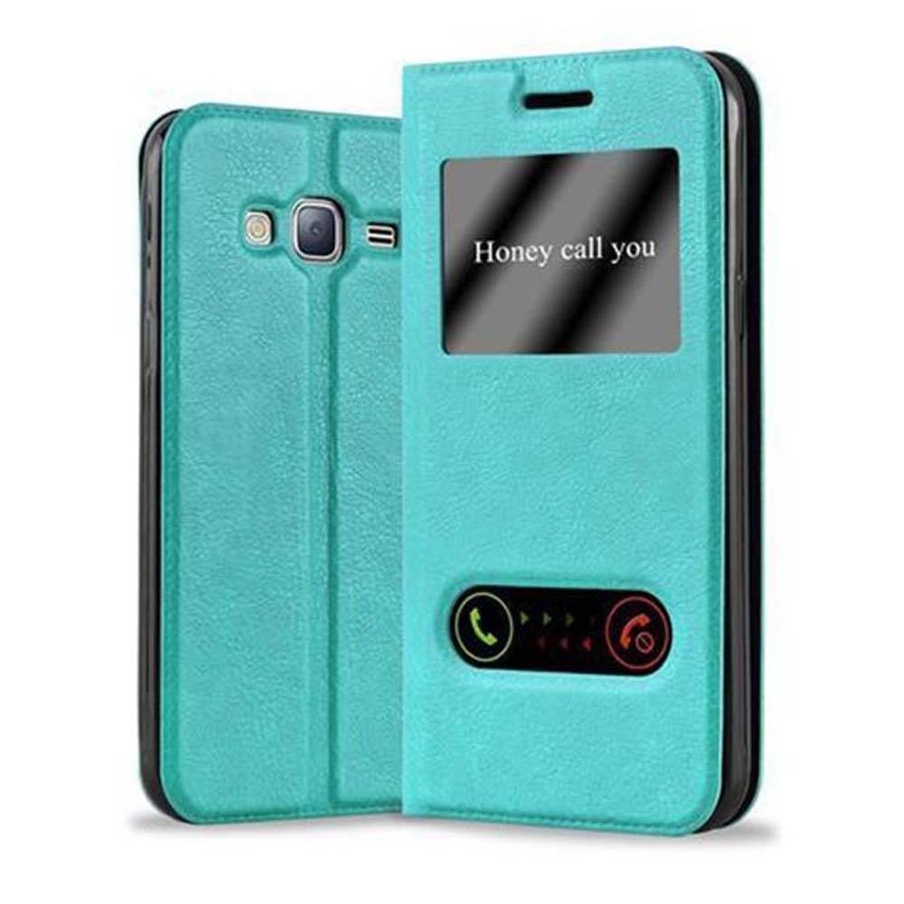 Cadorabo Schutzhülle für Samsung Galaxy J3 2016 Hülle in Türkis Handyhülle Book Case Cover Etui