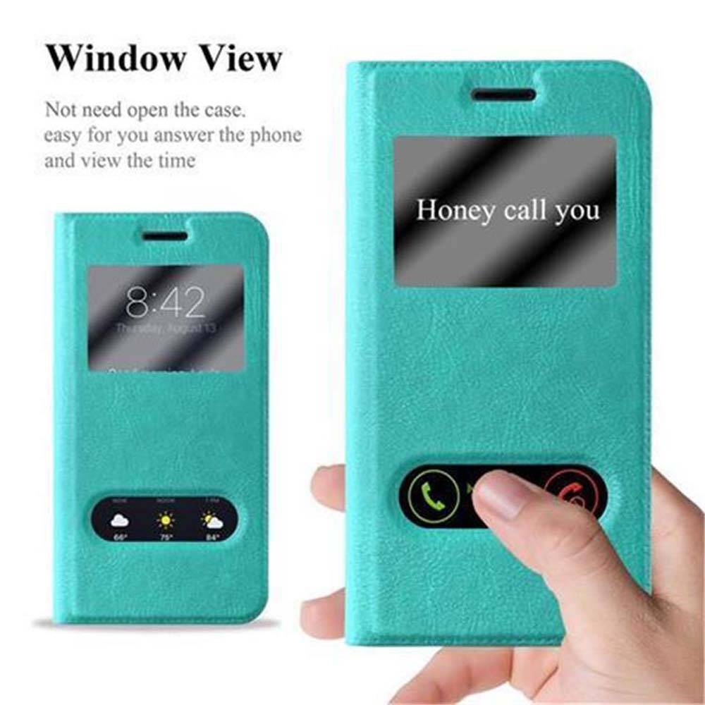 Cadorabo Schutzhülle für Samsung Galaxy J3 2016 Hülle in Türkis Handyhülle Book Case Cover Etui