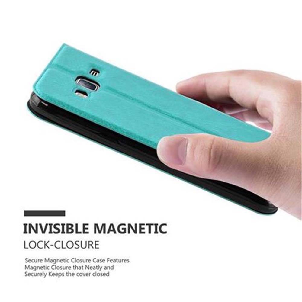 Cadorabo Schutzhülle für Samsung Galaxy J3 2016 Hülle in Türkis Handyhülle Book Case Cover Etui