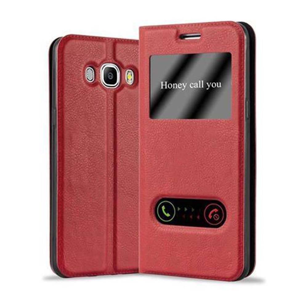 Cadorabo Schutzhülle für Samsung Galaxy J7 2016 Hülle in Rot Handyhülle Book Case Cover Etui