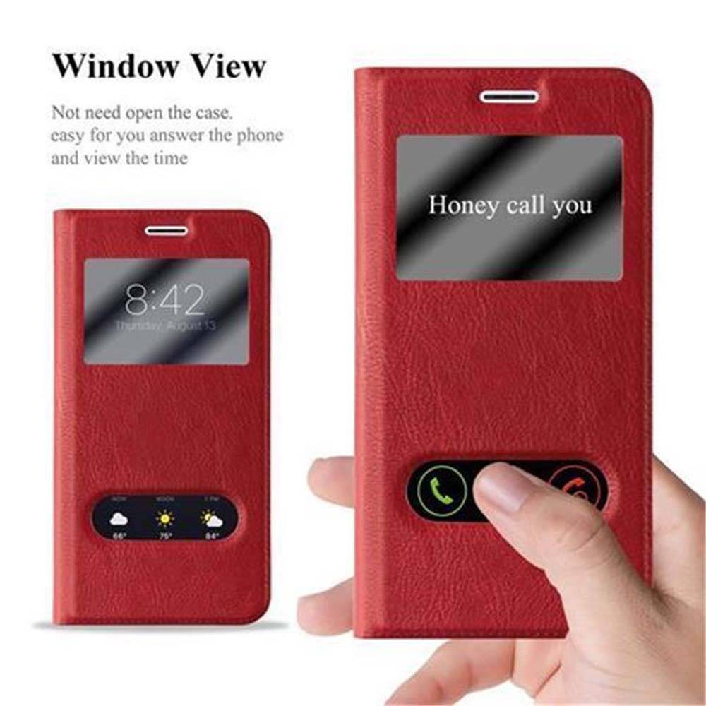 Cadorabo Schutzhülle für Samsung Galaxy J7 2016 Hülle in Rot Handyhülle Book Case Cover Etui