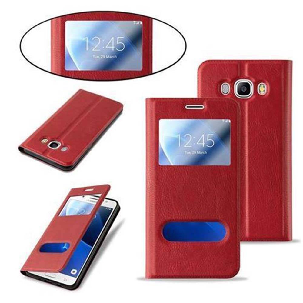Cadorabo Schutzhülle für Samsung Galaxy J7 2016 Hülle in Rot Handyhülle Book Case Cover Etui