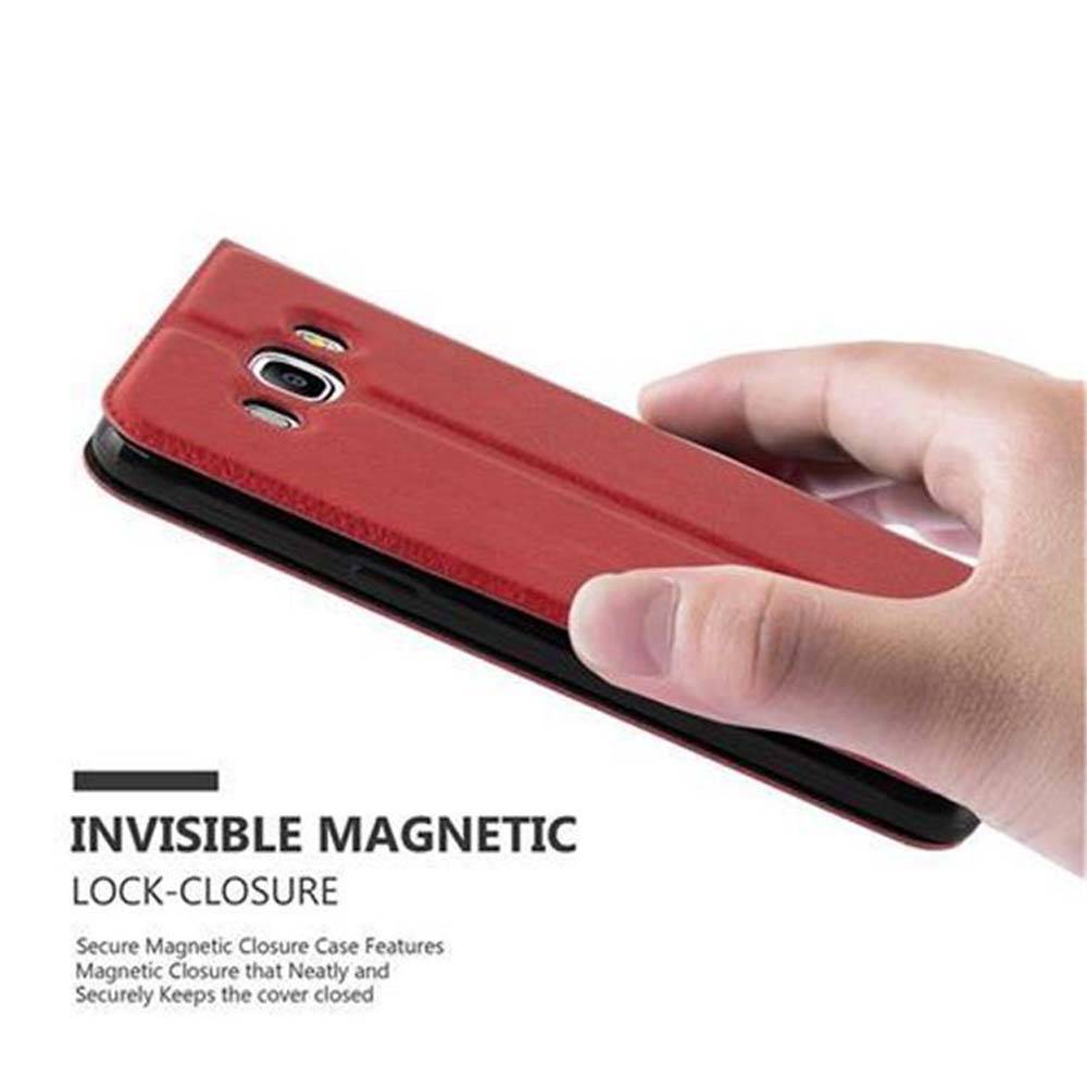 Cadorabo Schutzhülle für Samsung Galaxy J7 2016 Hülle in Rot Handyhülle Book Case Cover Etui