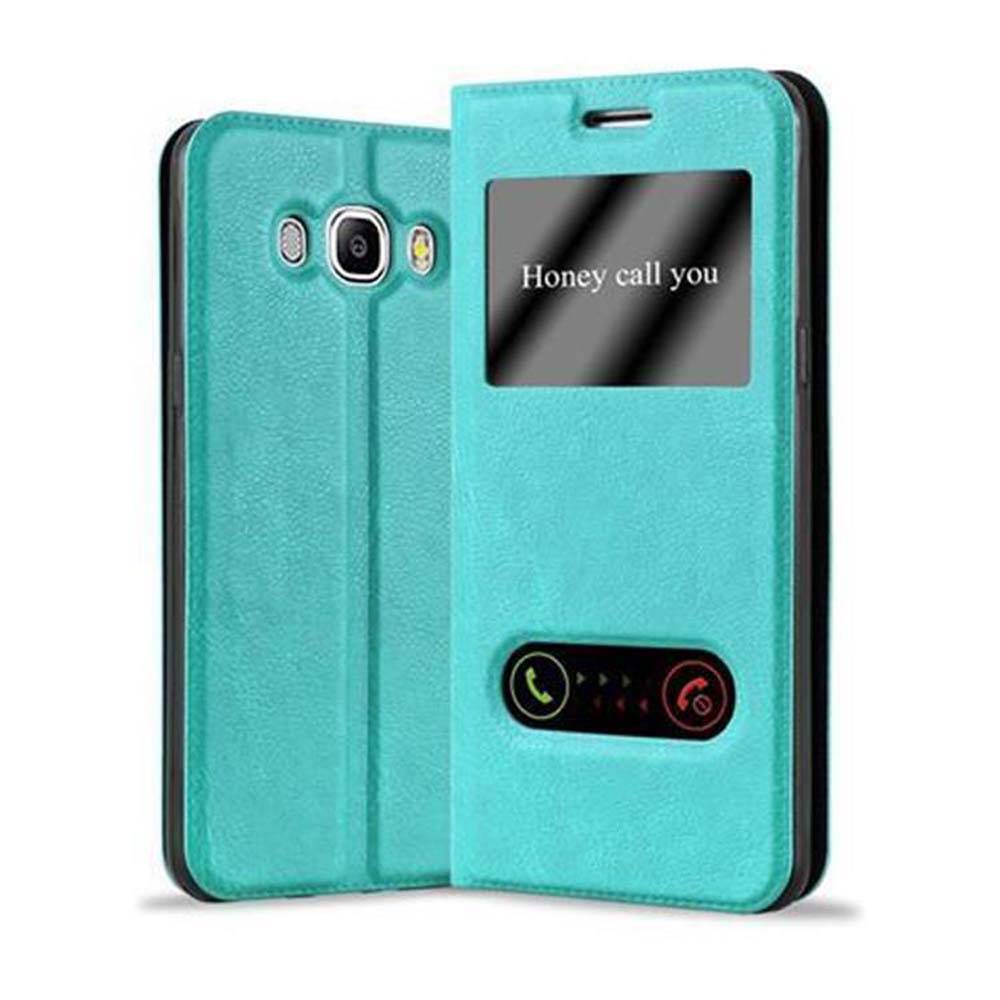 Cadorabo Schutzhülle für Samsung Galaxy J7 2016 Hülle in Türkis Handyhülle Book Case Cover Etui