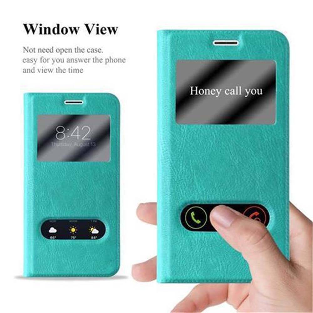 Cadorabo Schutzhülle für Samsung Galaxy J7 2016 Hülle in Türkis Handyhülle Book Case Cover Etui