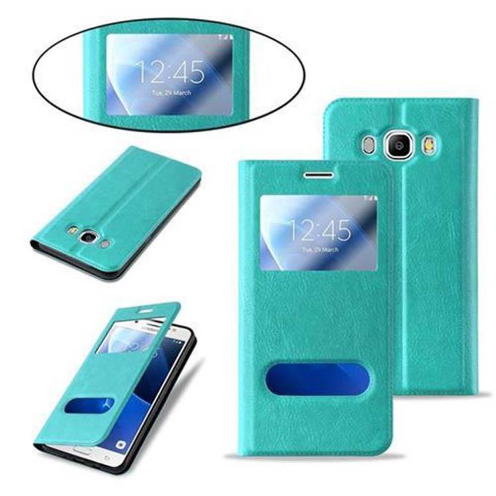 Cadorabo Schutzhülle für Samsung Galaxy J7 2016 Hülle in Türkis Handyhülle Book Case Cover Etui