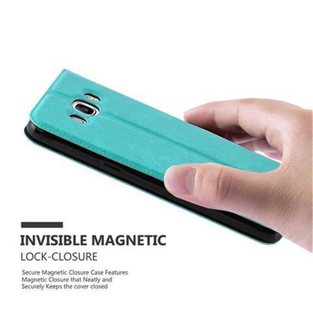 Cadorabo Schutzhülle für Samsung Galaxy J7 2016 Hülle in Türkis Handyhülle Book Case Cover Etui