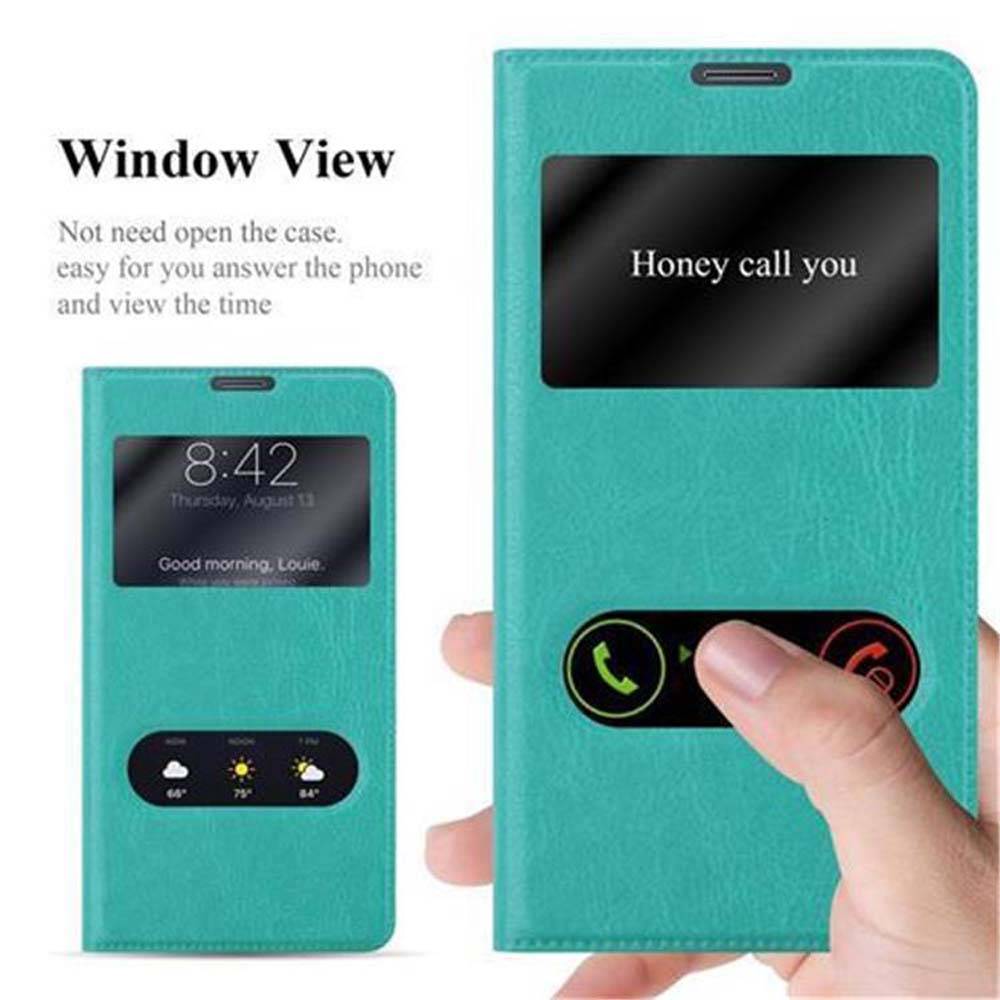 Cadorabo Schutzhülle für Samsung Galaxy NOTE 4 Hülle in Türkis Handyhülle Book Case Cover Etui
