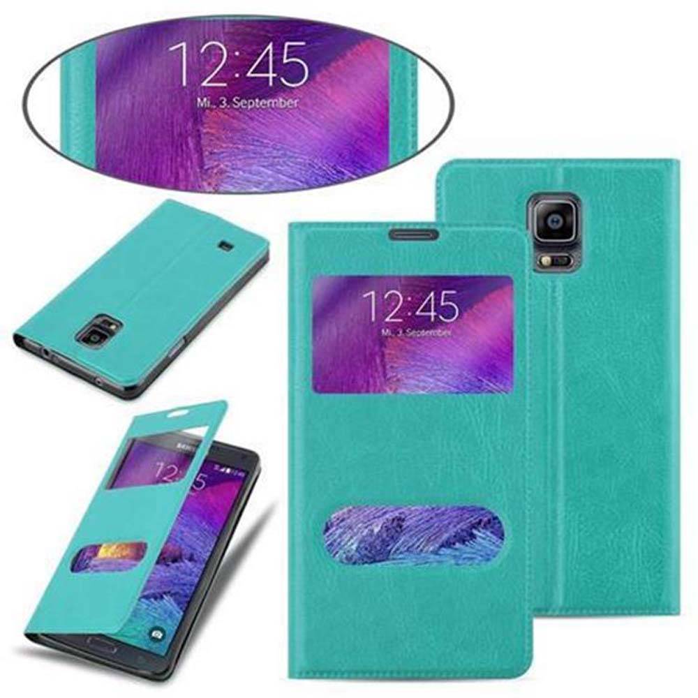 Cadorabo Schutzhülle für Samsung Galaxy NOTE 4 Hülle in Türkis Handyhülle Book Case Cover Etui