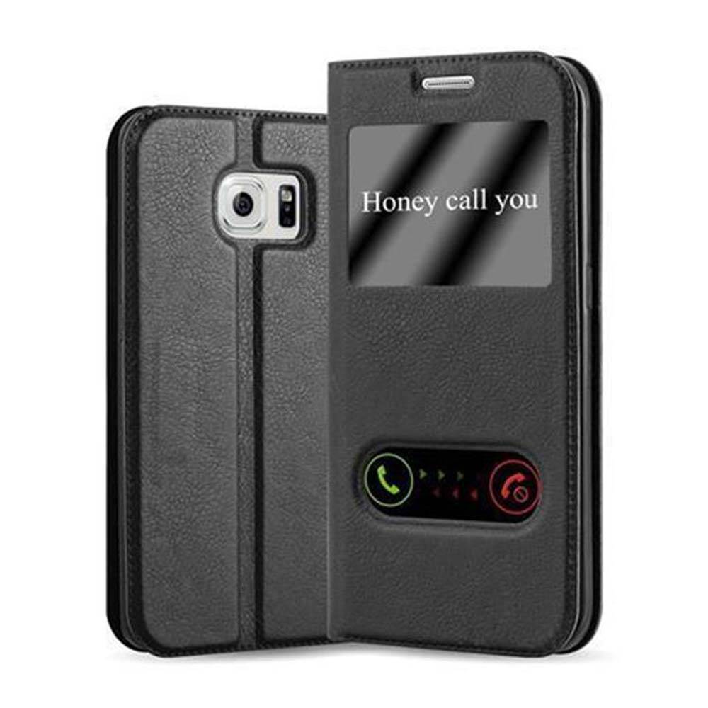Cadorabo Schutzhülle für Samsung Galaxy S6 EDGE Hülle in Schwarz Handyhülle Book Case Cover Etui
