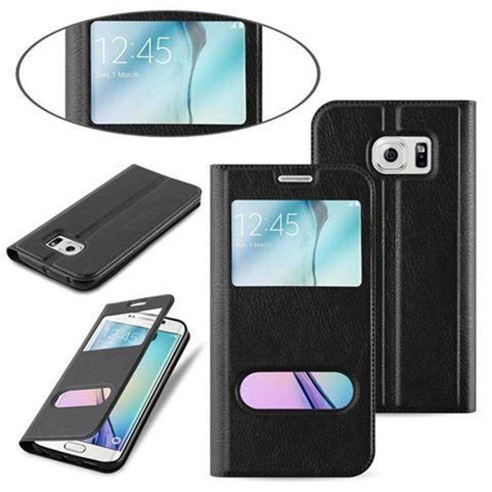 Cadorabo Schutzhülle für Samsung Galaxy S6 EDGE Hülle in Schwarz Handyhülle Book Case Cover Etui