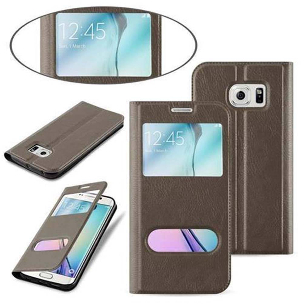 Cadorabo Schutzhülle für Samsung Galaxy S6 EDGE Hülle in Braun Handyhülle Book Case Cover Etui