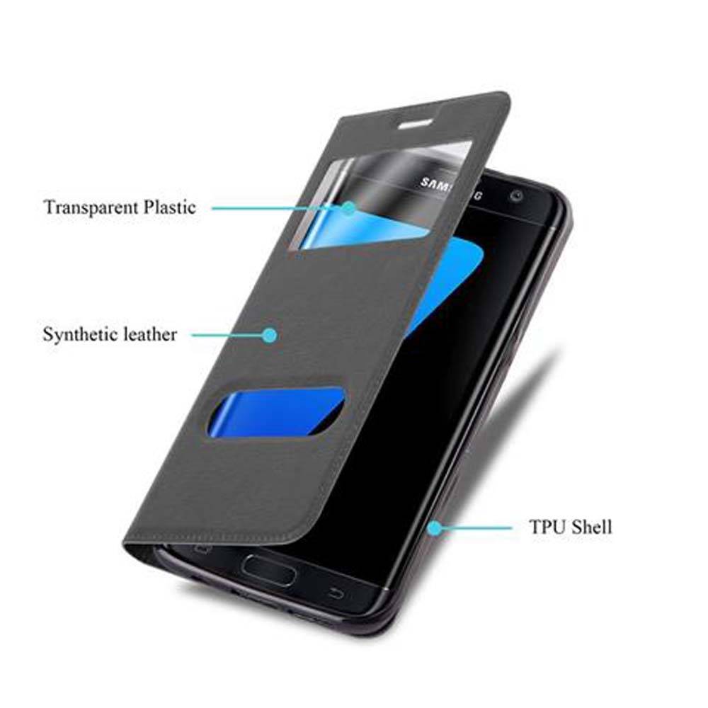 Cadorabo Schutzhülle für Samsung Galaxy S7 EDGE Hülle in Schwarz Handyhülle Book Case Cover Etui