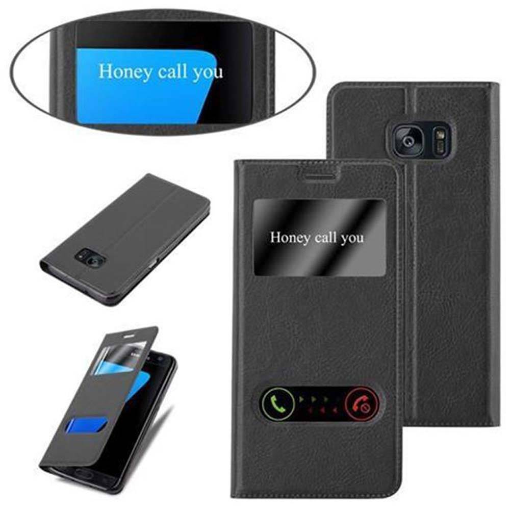 Cadorabo Schutzhülle für Samsung Galaxy S7 EDGE Hülle in Schwarz Handyhülle Book Case Cover Etui
