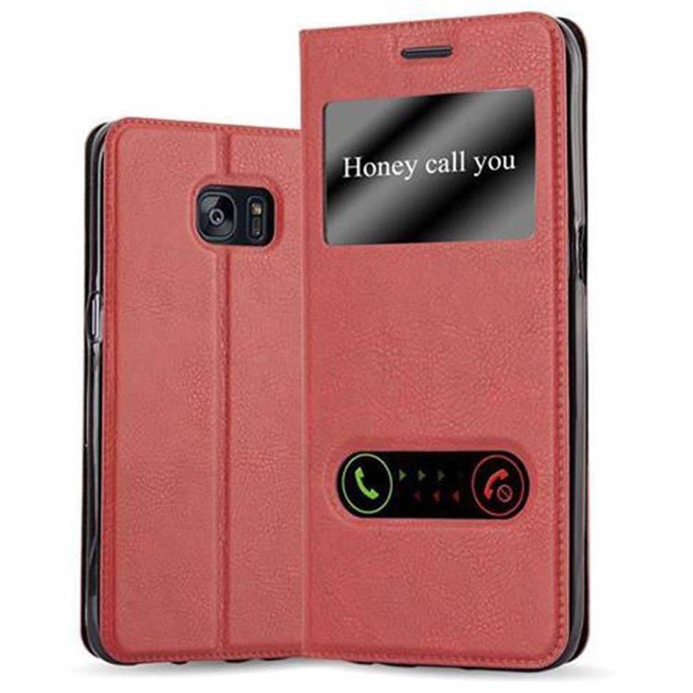 Cadorabo Schutzhülle für Samsung Galaxy S7 EDGE Hülle in Rot Handyhülle Book Case Cover Etui