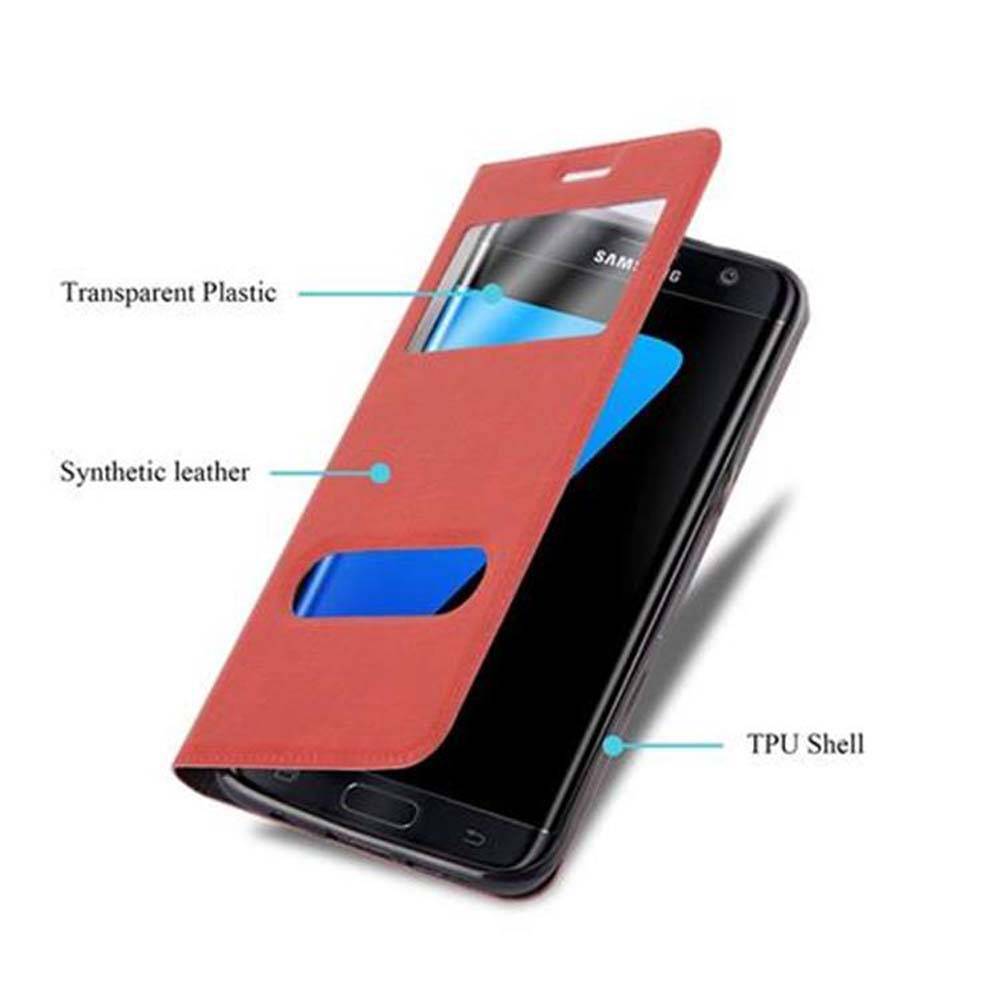 Cadorabo Schutzhülle für Samsung Galaxy S7 EDGE Hülle in Rot Handyhülle Book Case Cover Etui