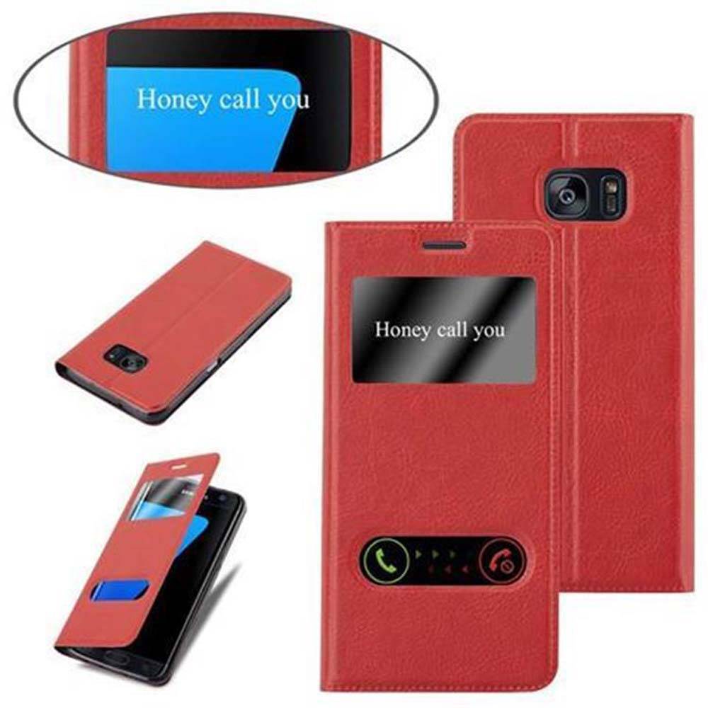 Cadorabo Schutzhülle für Samsung Galaxy S7 EDGE Hülle in Rot Handyhülle Book Case Cover Etui