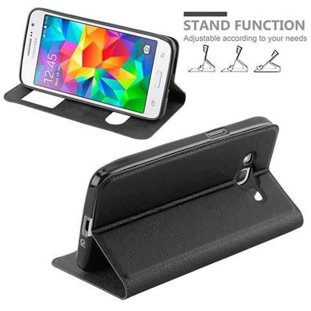 Cadorabo Schutzhülle für Samsung Galaxy GRAND PRIME Hülle in Schwarz Handyhülle Book Case Cover Etui