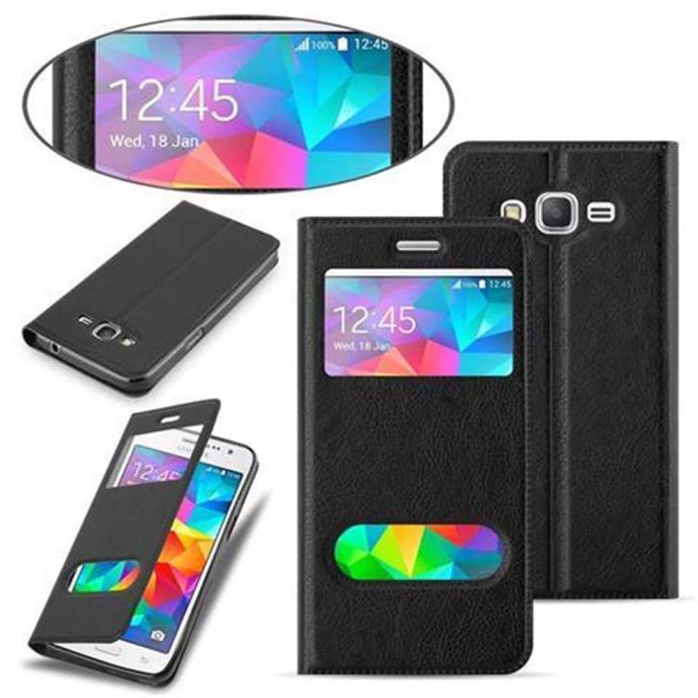 Cadorabo Schutzhülle für Samsung Galaxy GRAND PRIME Hülle in Schwarz Handyhülle Book Case Cover Etui