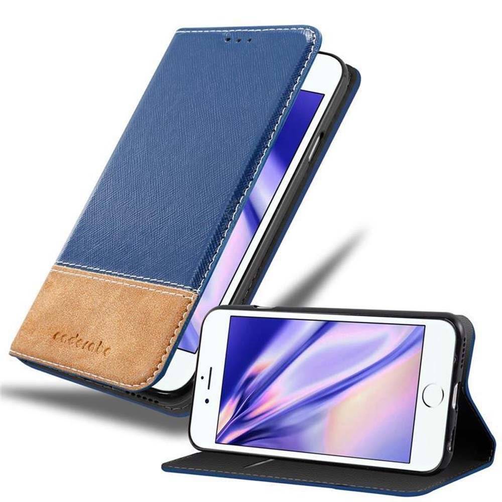 Cadorabo Handy Hülle für iPhone 6 PLUS / iPhone 6S PLUS Hülle in DUNKEL BLAU BRAUN , Schutzhülle Tasche case cover mit Kartenfach, Standfunktion,