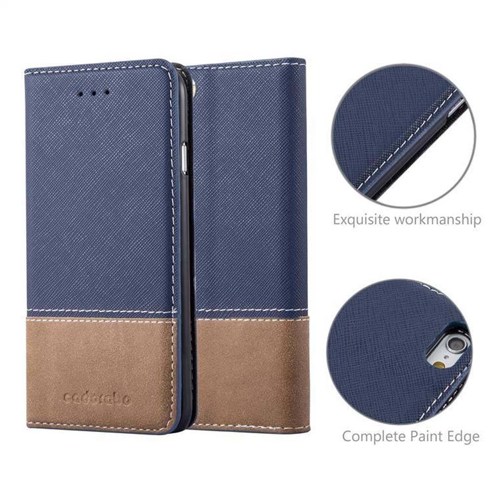 Cadorabo Handy Hülle für iPhone 6 PLUS / iPhone 6S PLUS Hülle in DUNKEL BLAU BRAUN , Schutzhülle Tasche case cover mit Kartenfach, Standfunktion,