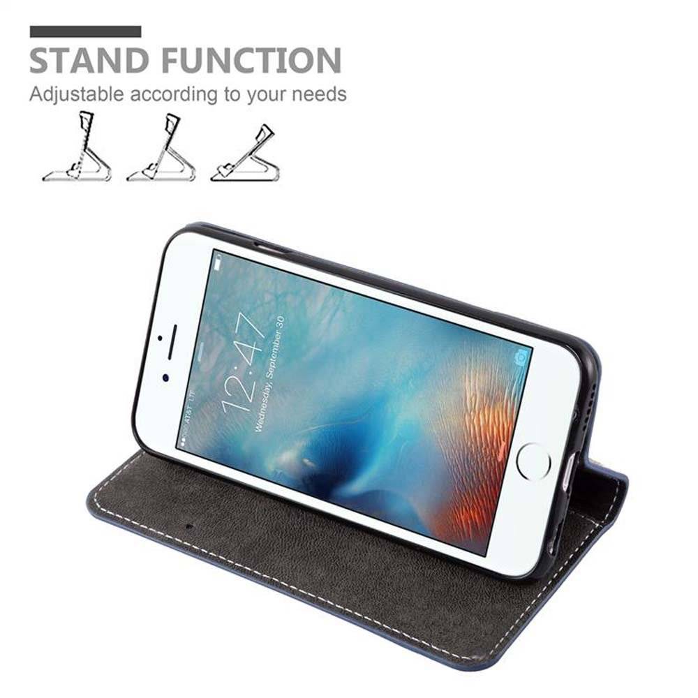 Cadorabo Handy Hülle für iPhone 6 PLUS / iPhone 6S PLUS Hülle in DUNKEL BLAU BRAUN , Schutzhülle Tasche case cover mit Kartenfach, Standfunktion,