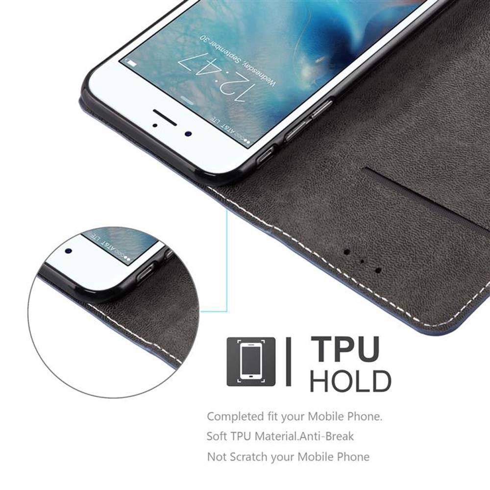 Cadorabo Handy Hülle für iPhone 6 PLUS / iPhone 6S PLUS Hülle in DUNKEL BLAU BRAUN , Schutzhülle Tasche case cover mit Kartenfach, Standfunktion,