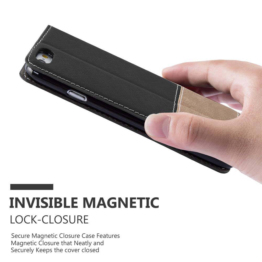Cadorabo Hülle für Apple iPhone 6 PLUS / 6S PLUS Schutzhülle in Schwarz SHandyhülle Book Case Etui Kunstleder