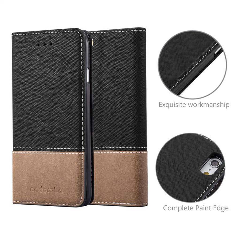 Cadorabo Hülle für Apple iPhone 6 PLUS / 6S PLUS Schutzhülle in Schwarz SHandyhülle Book Case Etui Kunstleder
